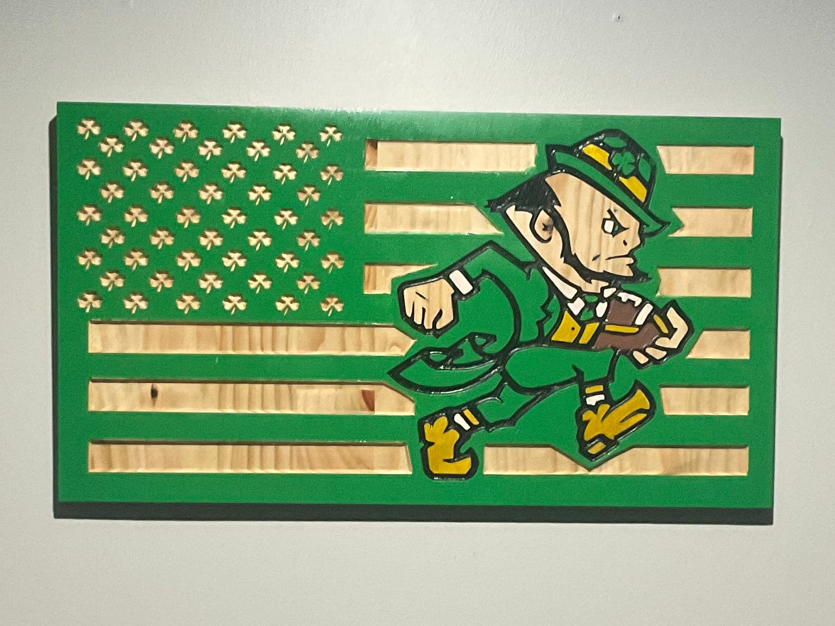 36x19.25 Handcrafted Fighting Irish Football Logo